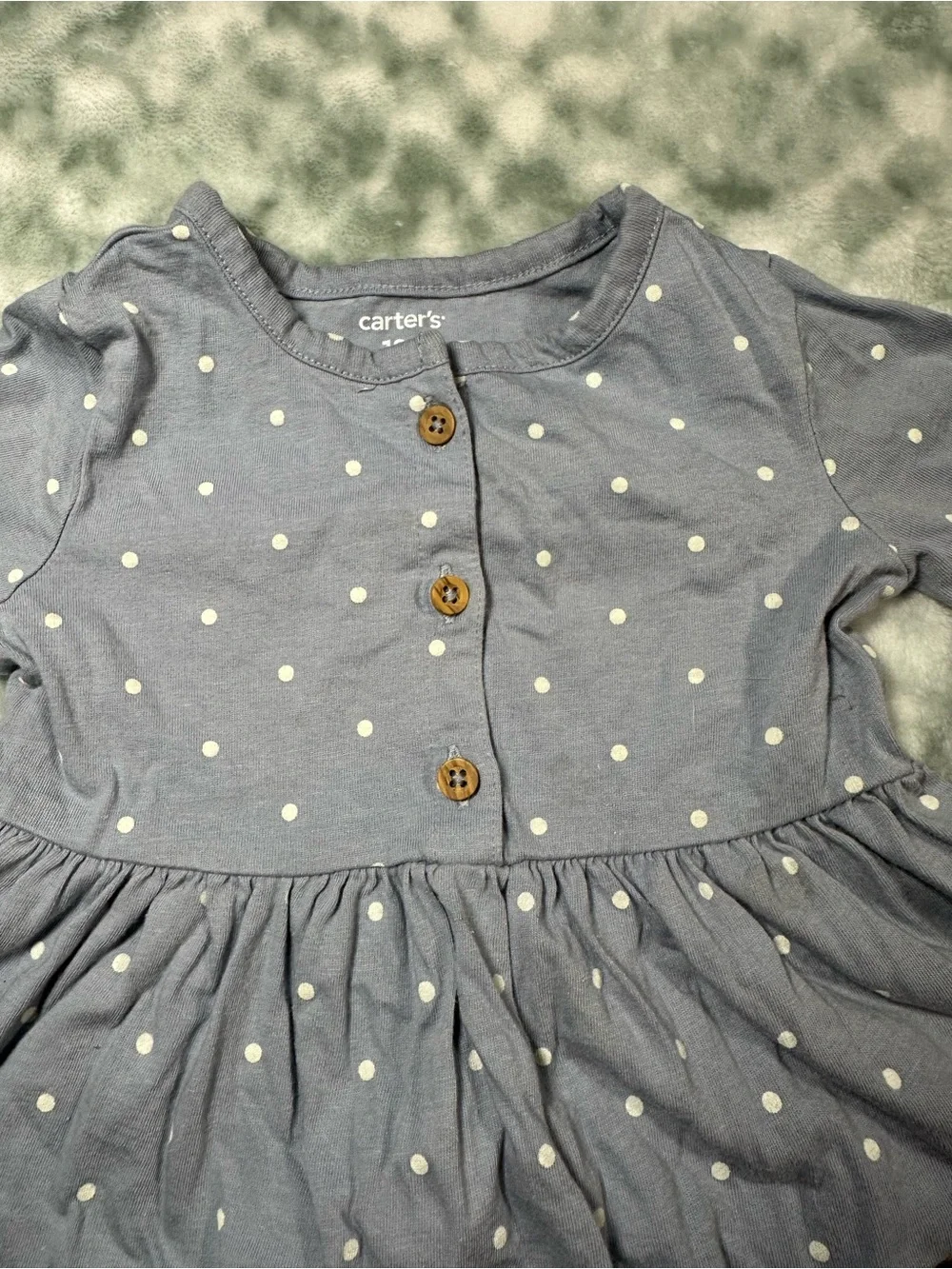 Carter's Blue Polka Dot Long-Sleeve Dress with Pink Ladybugs
